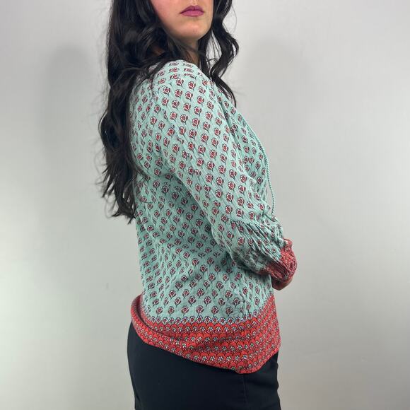 Boden Turquoise Floral Tunic Blouse - Picture 5 of 10